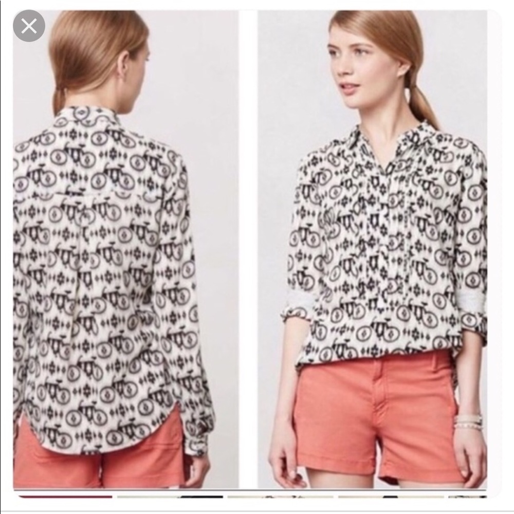 Anthropologie Maeve bicycle print blouse